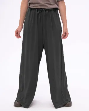 Stonewashed Organic Cotton Palazzo Elastic Pants