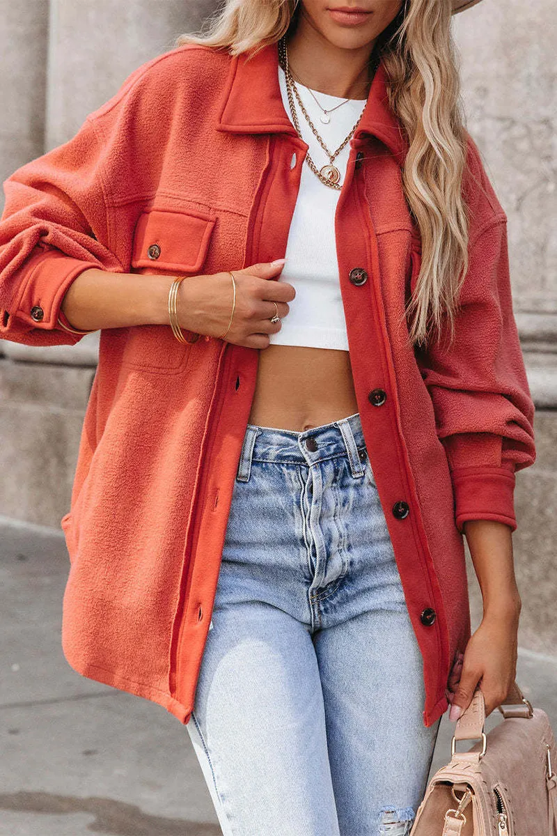 Street Elegant Solid Patchwork Pocket Shirt Collar Outerwear(3 Colors)