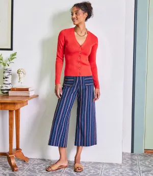 Stripe Cropped Wide Leg Pants