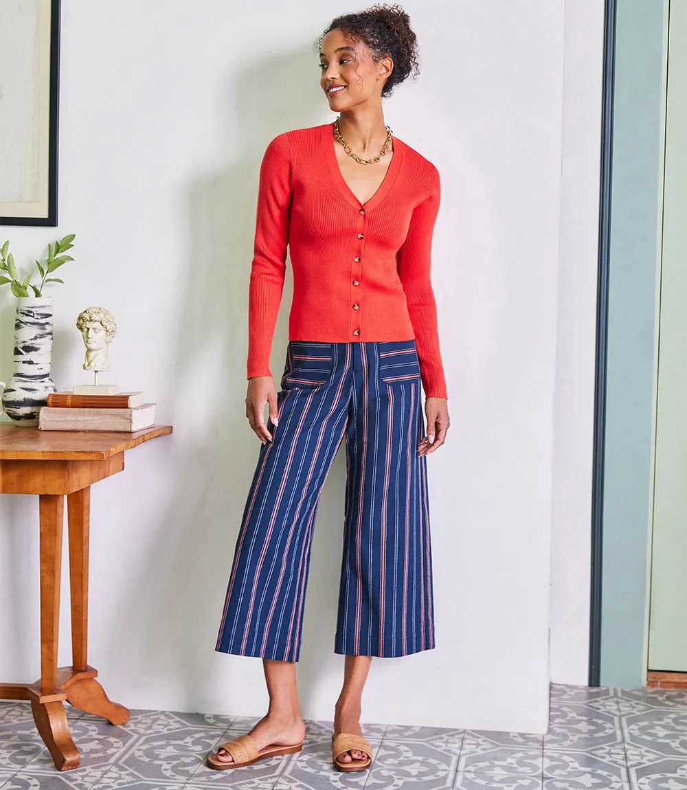 Stripe Cropped Wide Leg Pants
