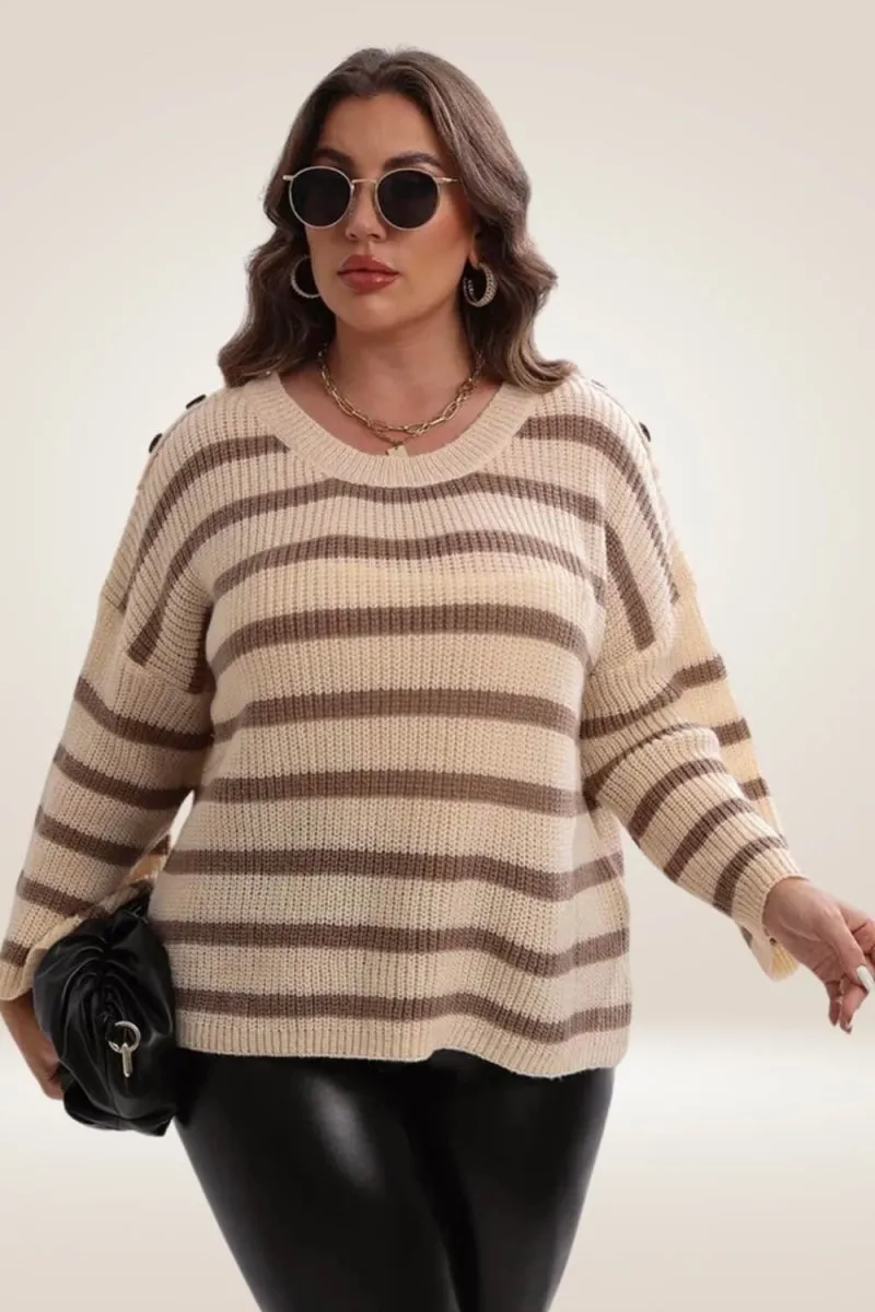 Striped Nude Plus Size Sweater