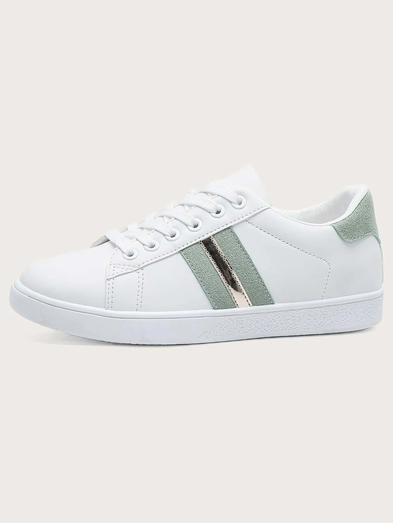 Striped Pattern Lace-up Front Skate Shoes - White