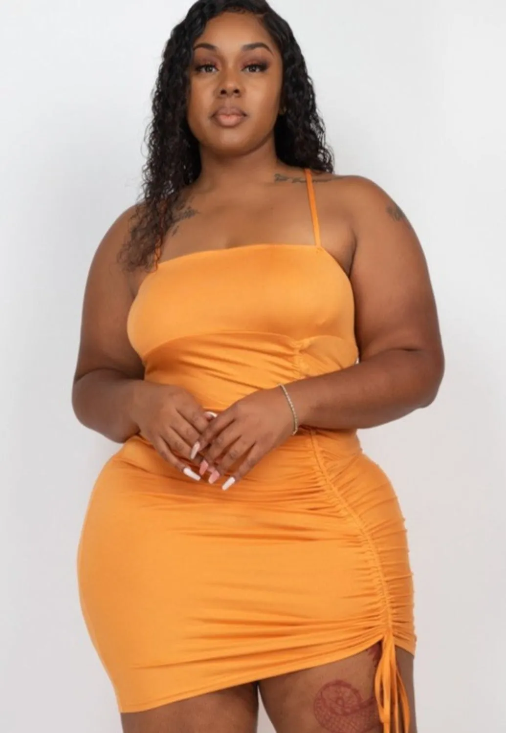 Stunning Plus Size Drawstring Minidress