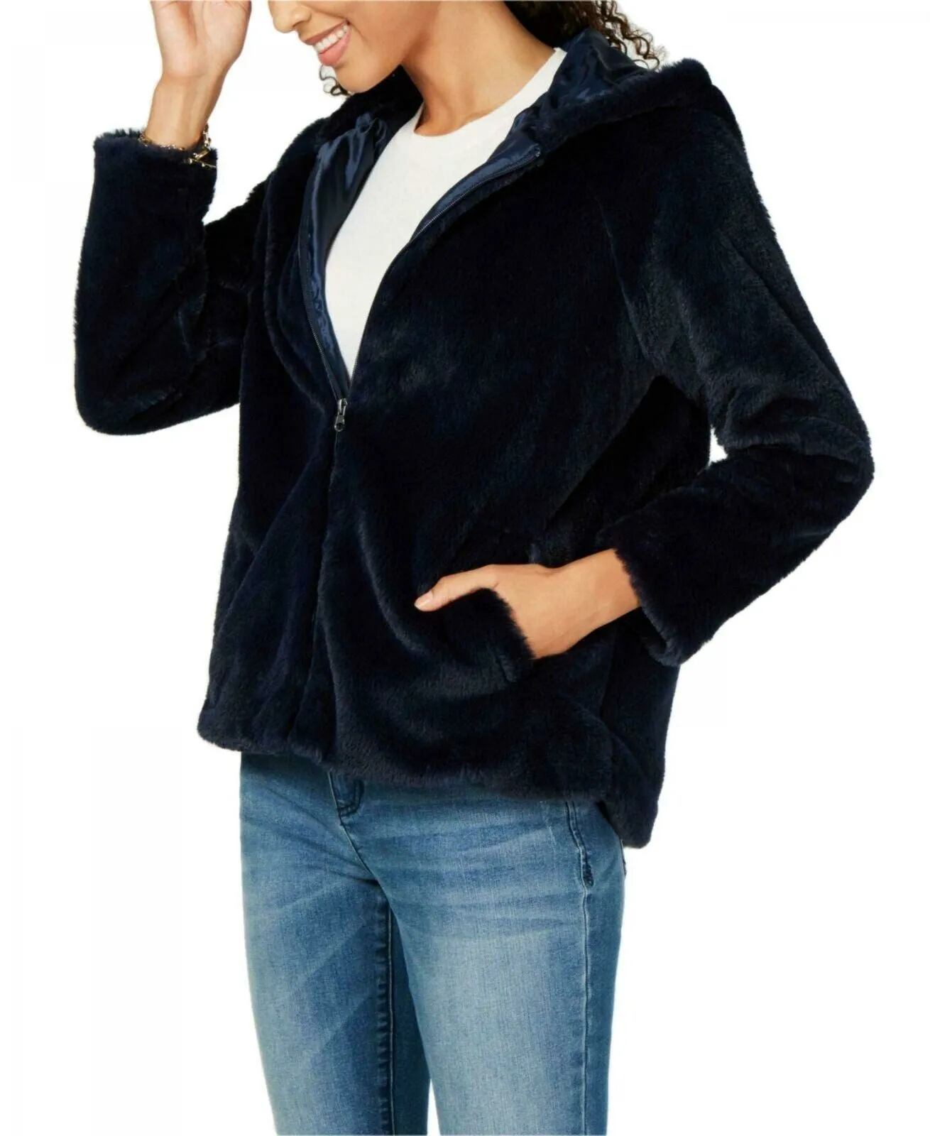 Style & Co. Women's Zip-Front Hooded Faux-Fur Jacket. 100033407