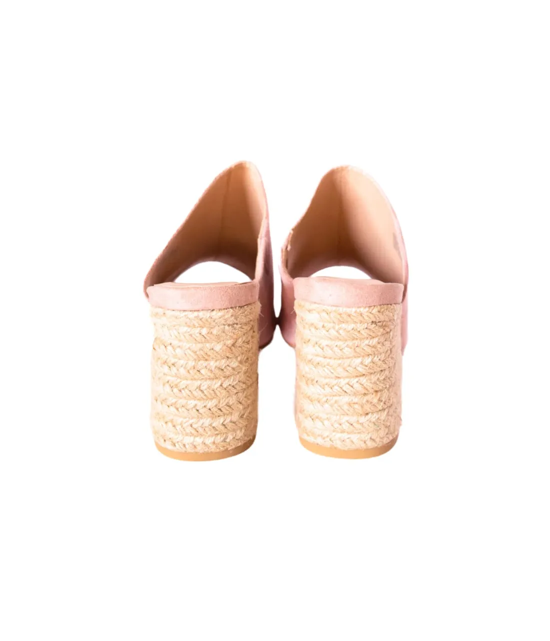 Suede Open Toe Mules in Blush