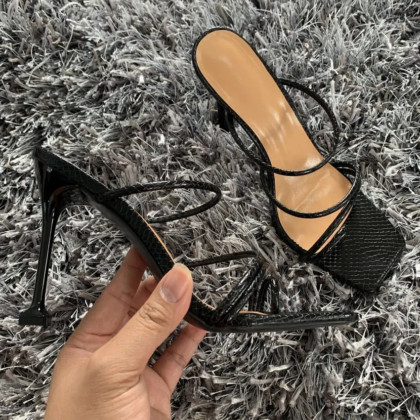 Summer Pumps Sexy snake print Slippers Sandals Shoes Women