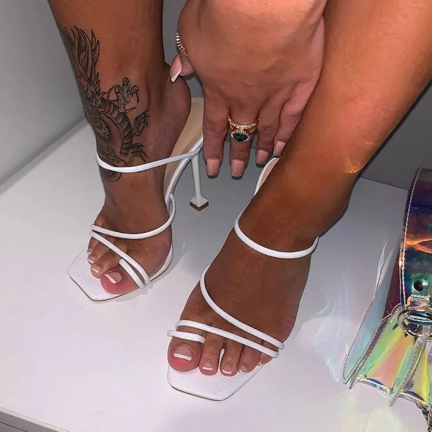 Summer Pumps Sexy snake print Slippers Sandals Shoes Women