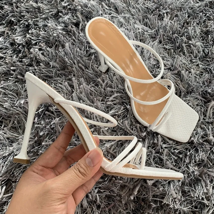 Summer Pumps Sexy snake print Slippers Sandals Shoes Women