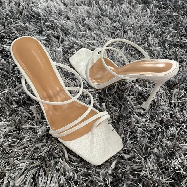 Summer Pumps Sexy snake print Slippers Sandals Shoes Women