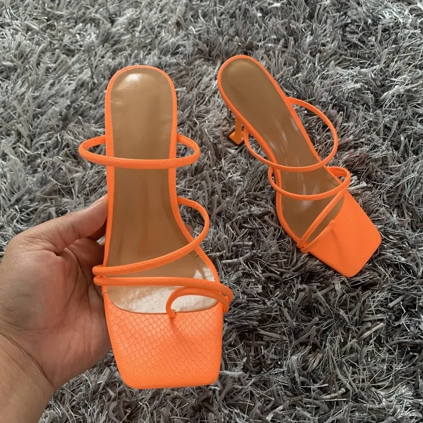 Summer Pumps Sexy snake print Slippers Sandals Shoes Women