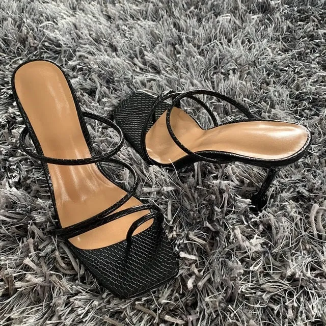 Summer Pumps Sexy snake print Slippers Sandals Shoes Women