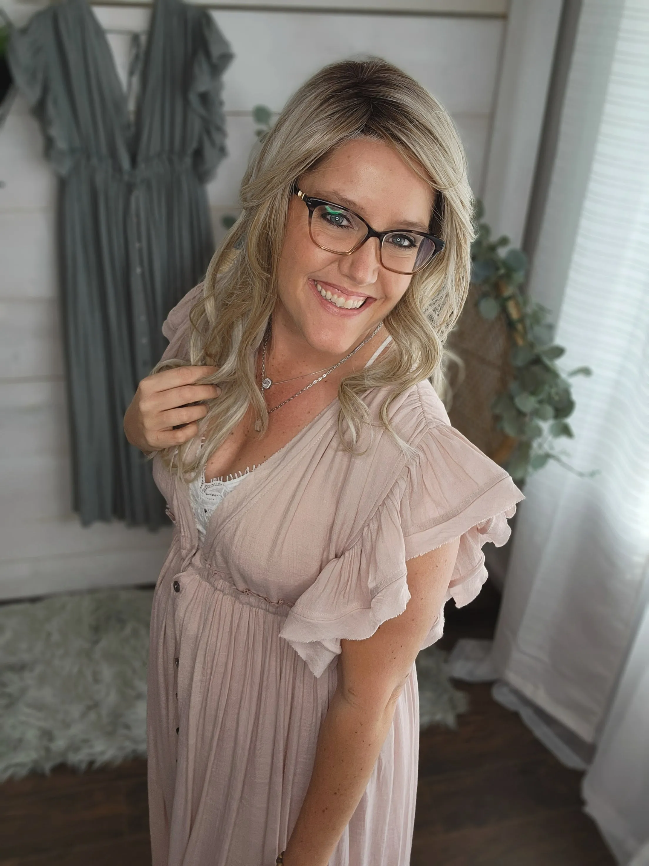 Summer Sunset Boho Linen Gauze Maxi Dress in Sm-3XL Blush Pink * active