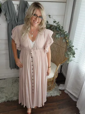 Summer Sunset Boho Linen Gauze Maxi Dress in Sm-3XL Blush Pink * active