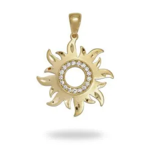 Sun Pendant in Gold with Diamonds - 24mm