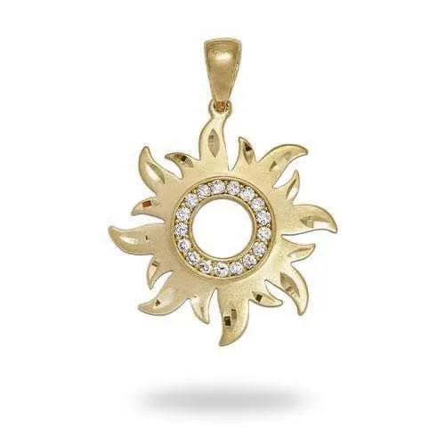 Sun Pendant in Gold with Diamonds - 24mm