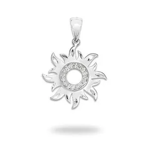 Sun Pendant in White Gold with Diamonds - 17mm