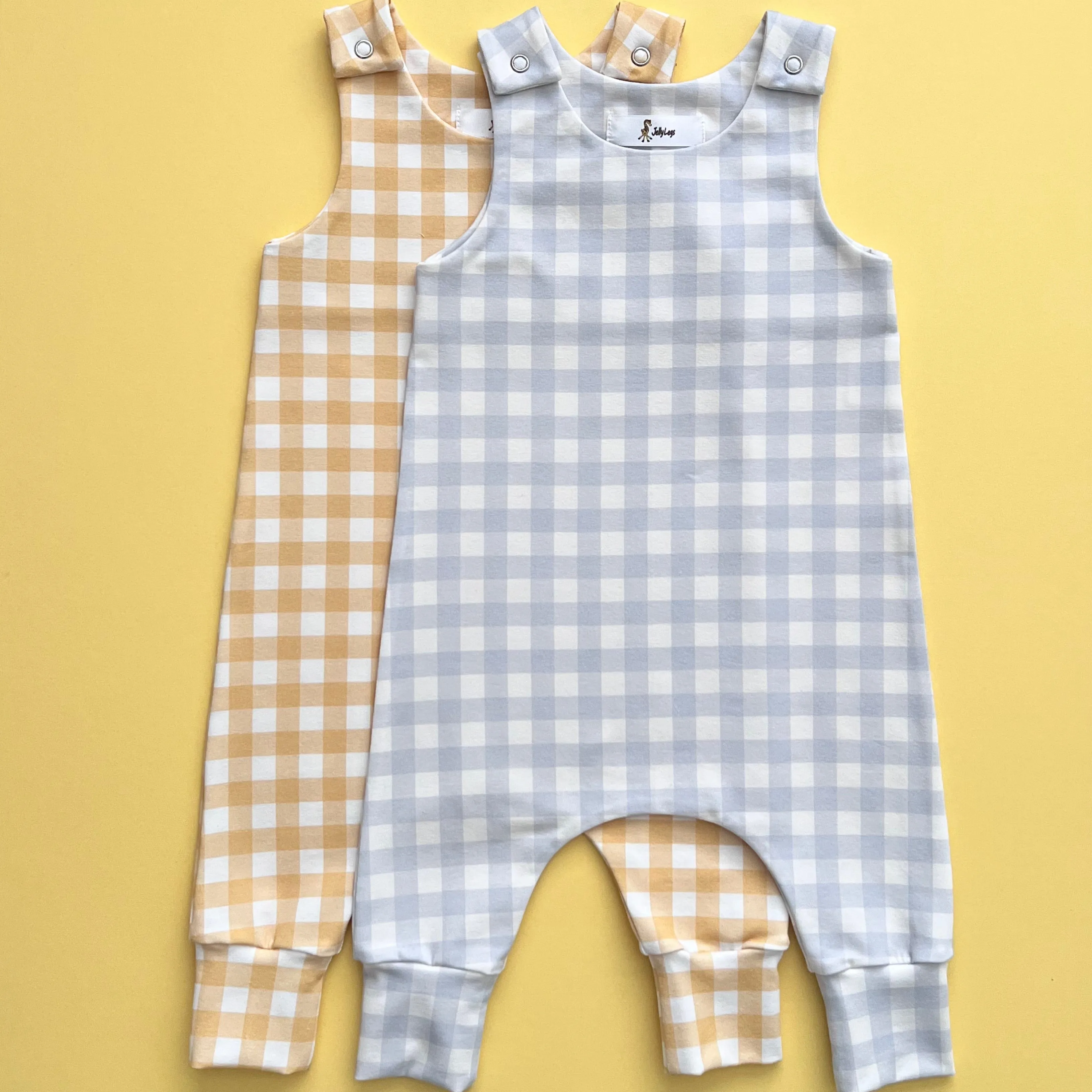 SUNSHINE CHECK DUNGAREE ROMPER