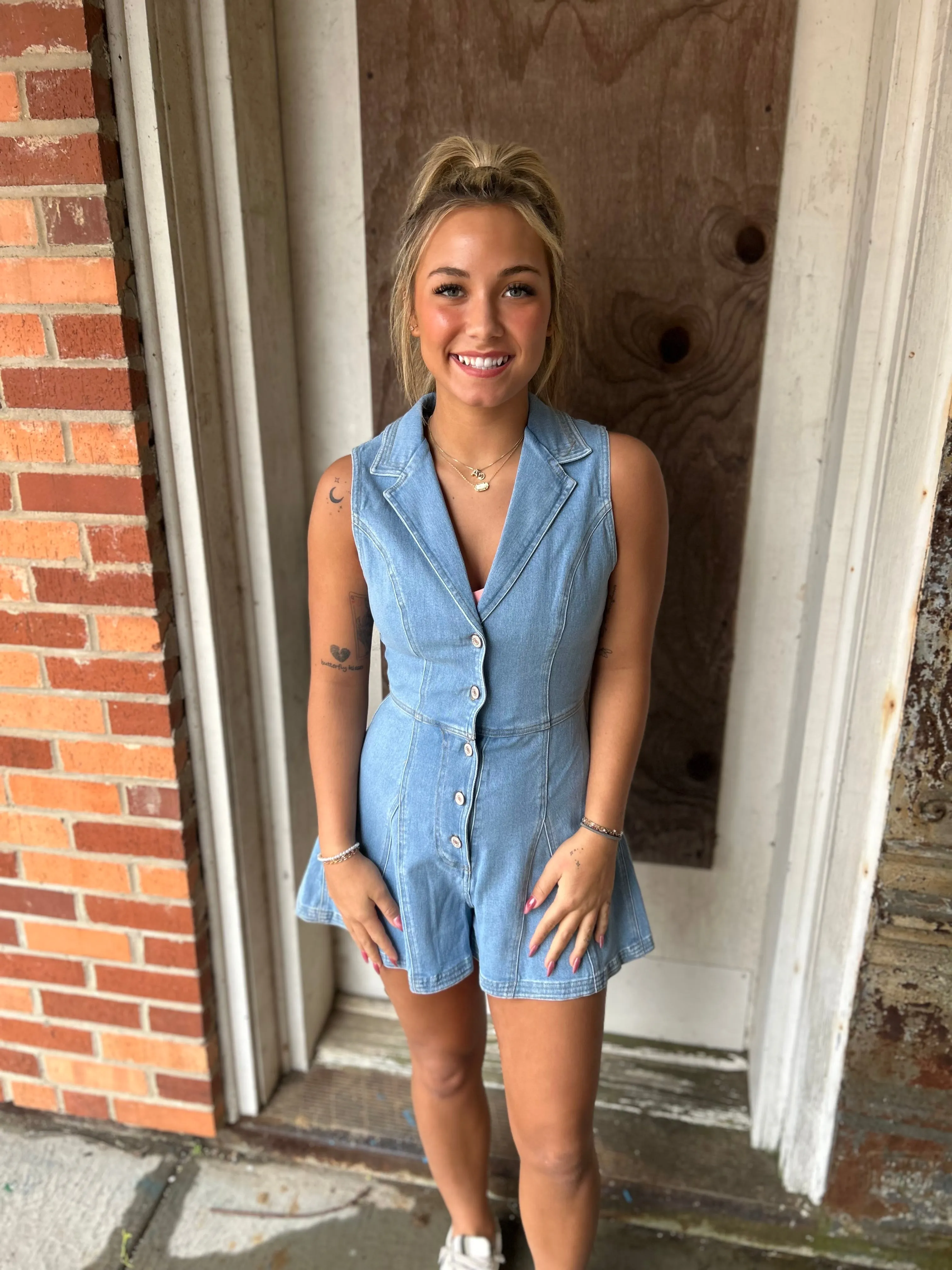 Sweet Simplicity Denim Romper