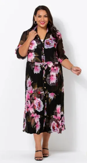 Swish crinkle print dress