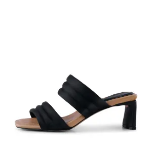 Sylvi hæl tekstil - BLACK SATIN