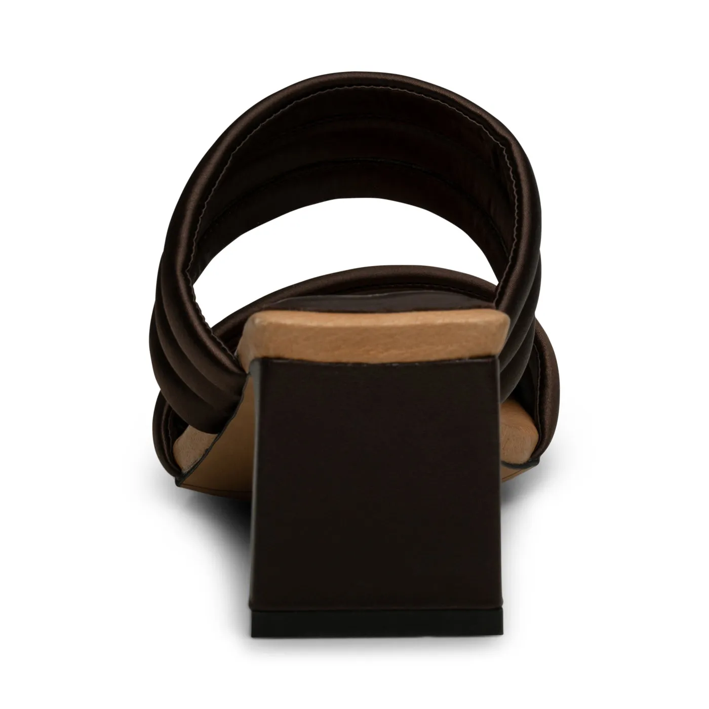 Sylvi hæl tekstil - BROWN SATIN