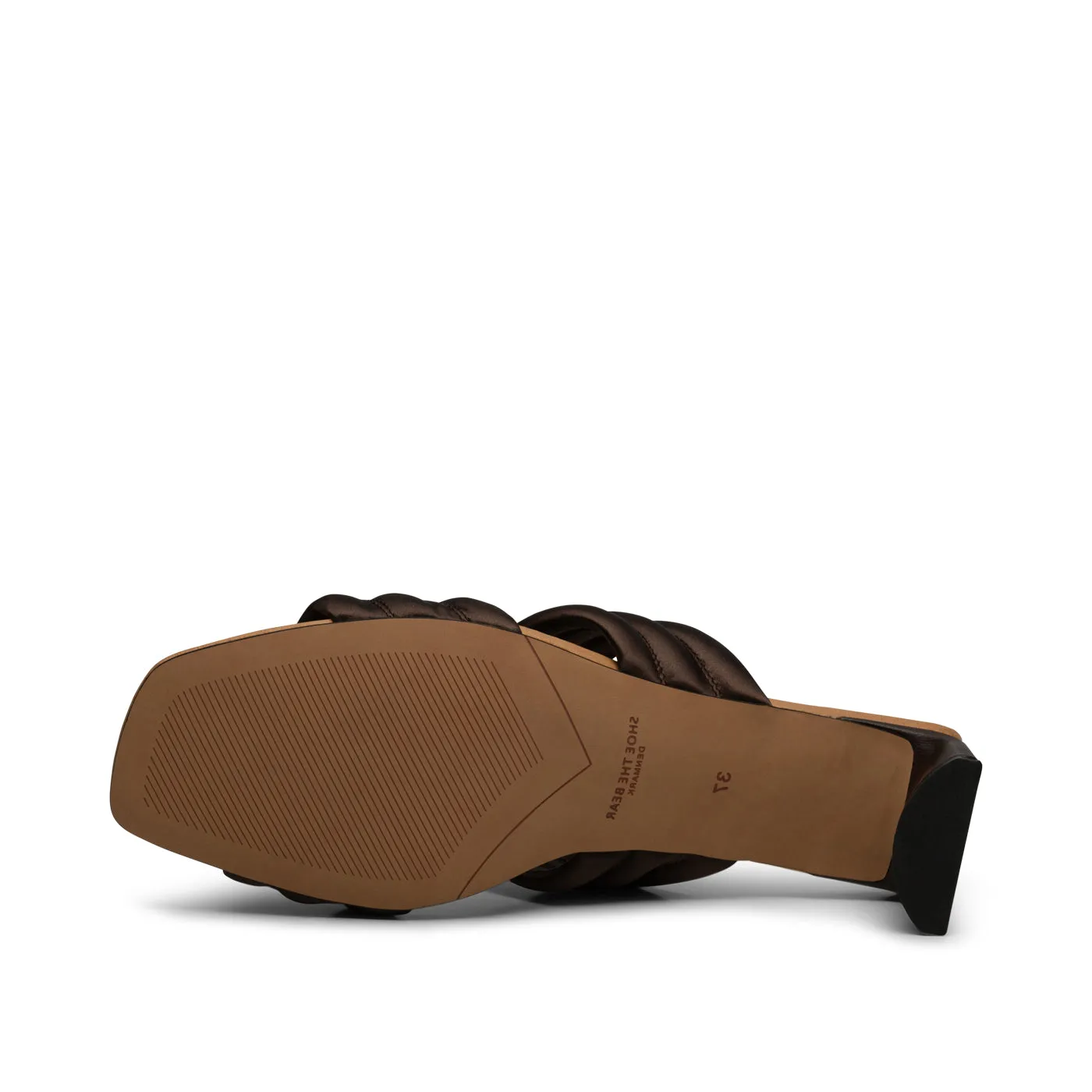 Sylvi hæl tekstil - BROWN SATIN