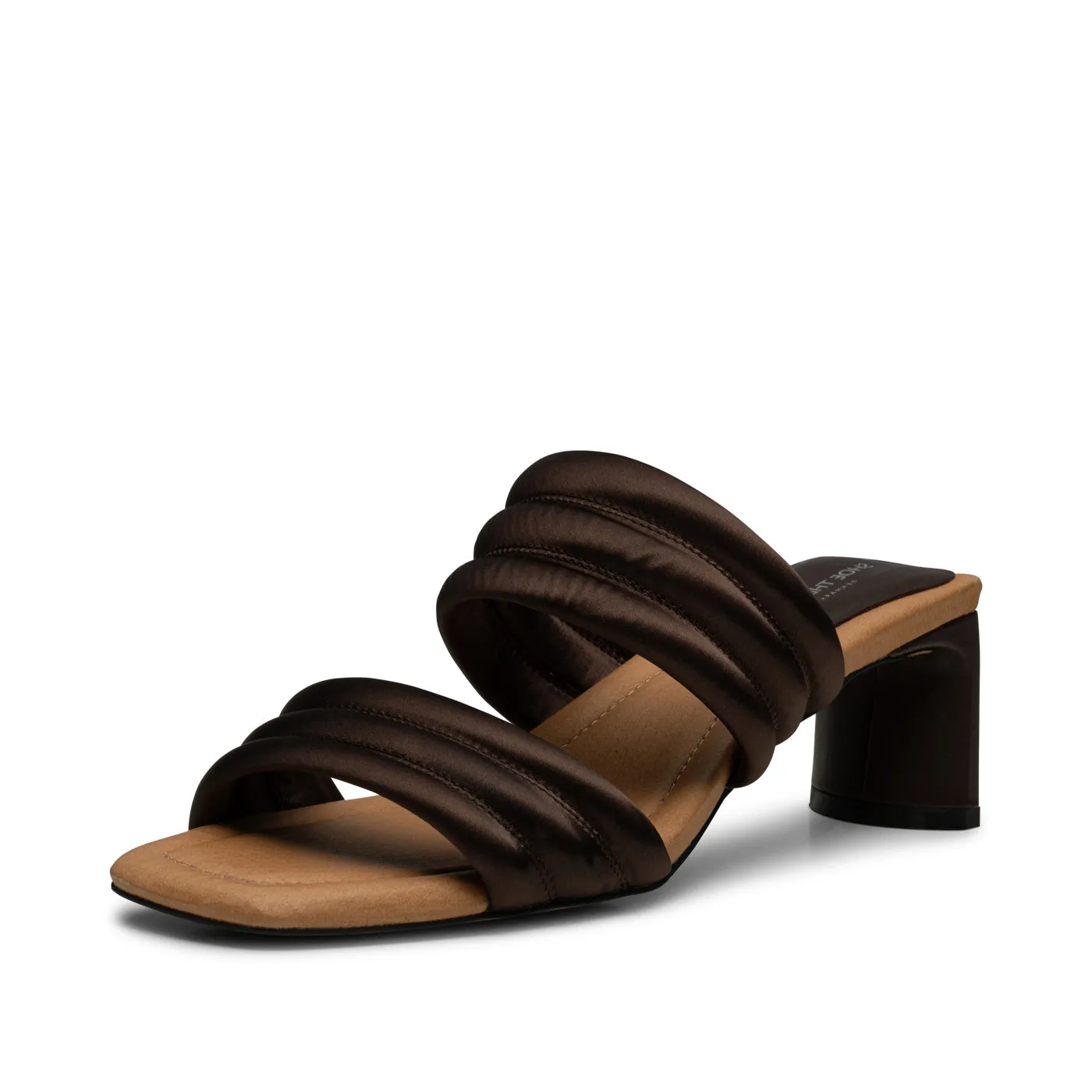 Sylvi hæl tekstil - BROWN SATIN