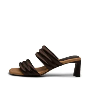 Sylvi hæl tekstil - BROWN SATIN