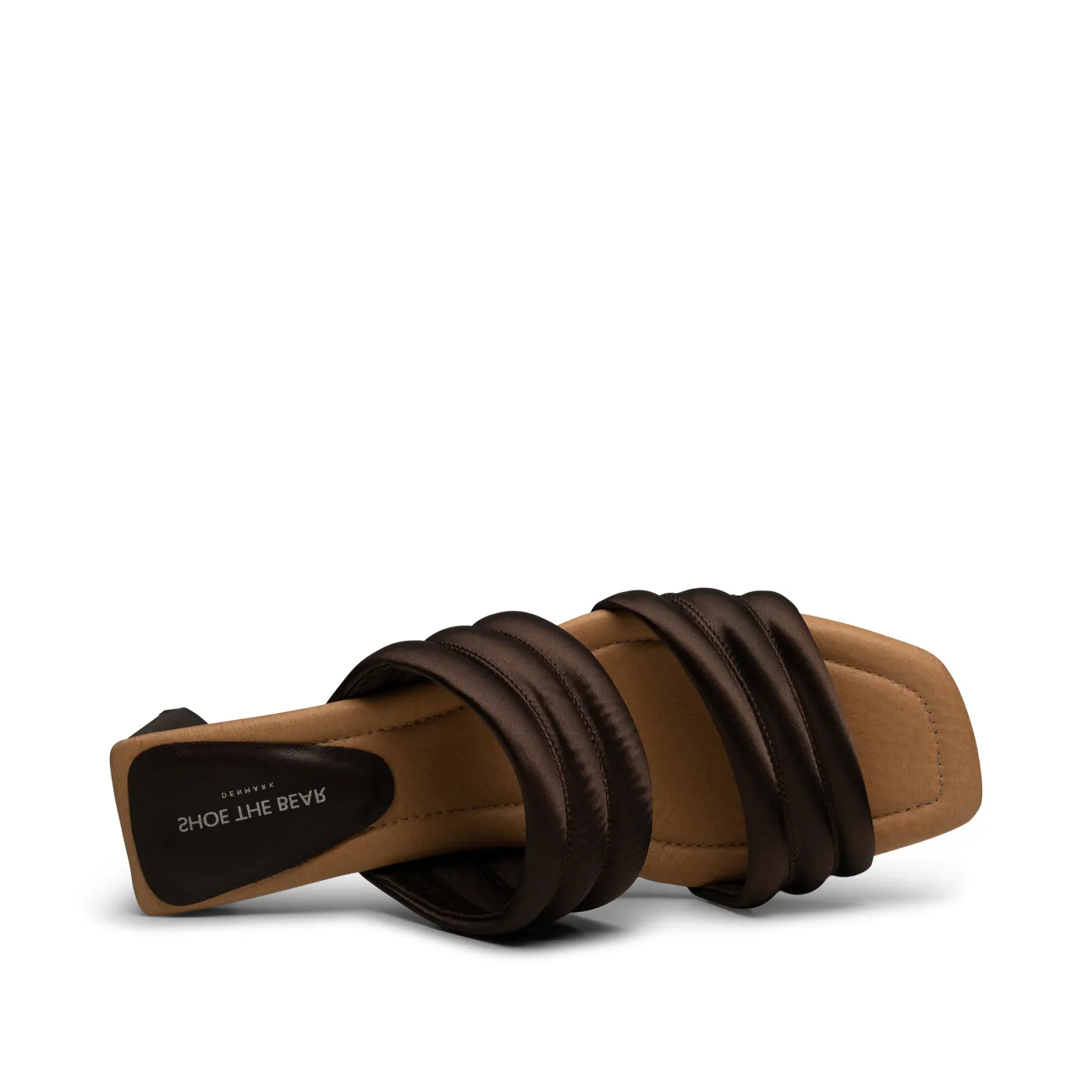 Sylvi hæl tekstil - BROWN SATIN