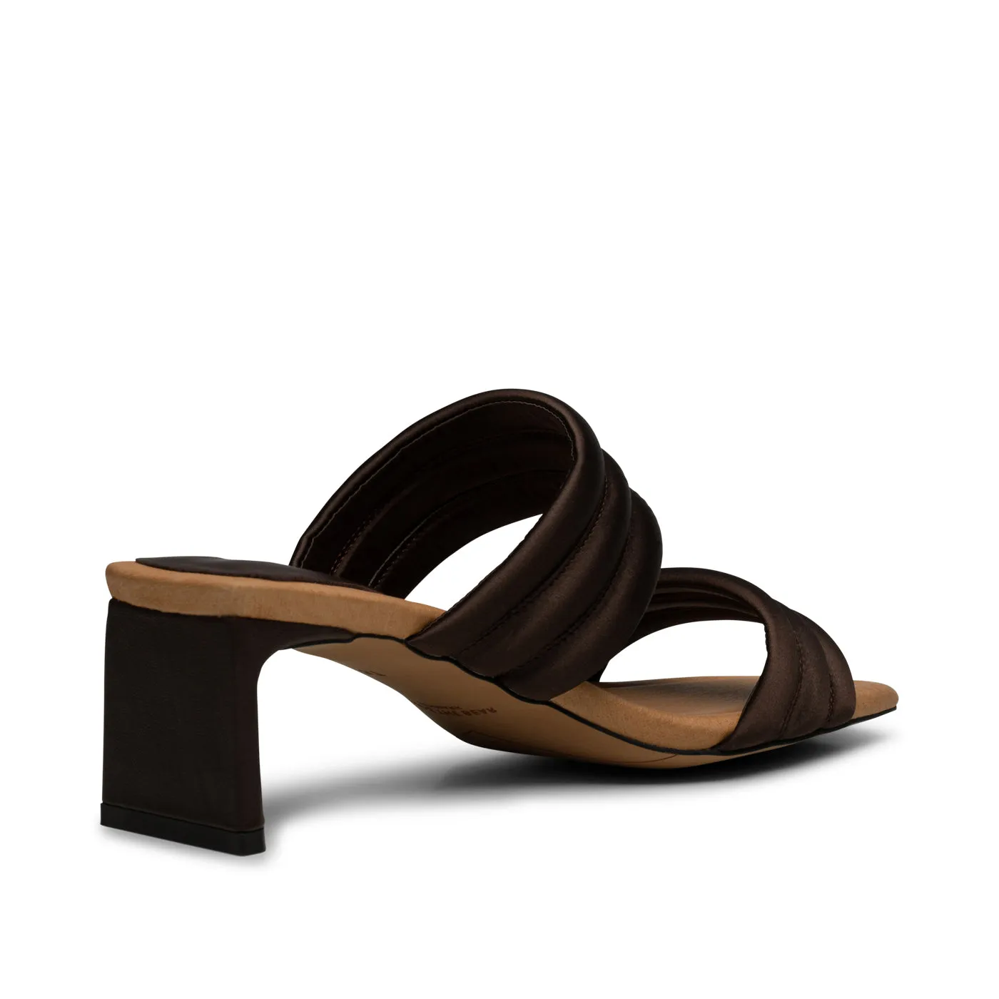 Sylvi hæl tekstil - BROWN SATIN