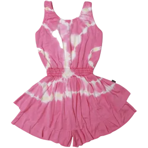 T2Love- Double Layer Tank Romper (Pink Tie Dye)