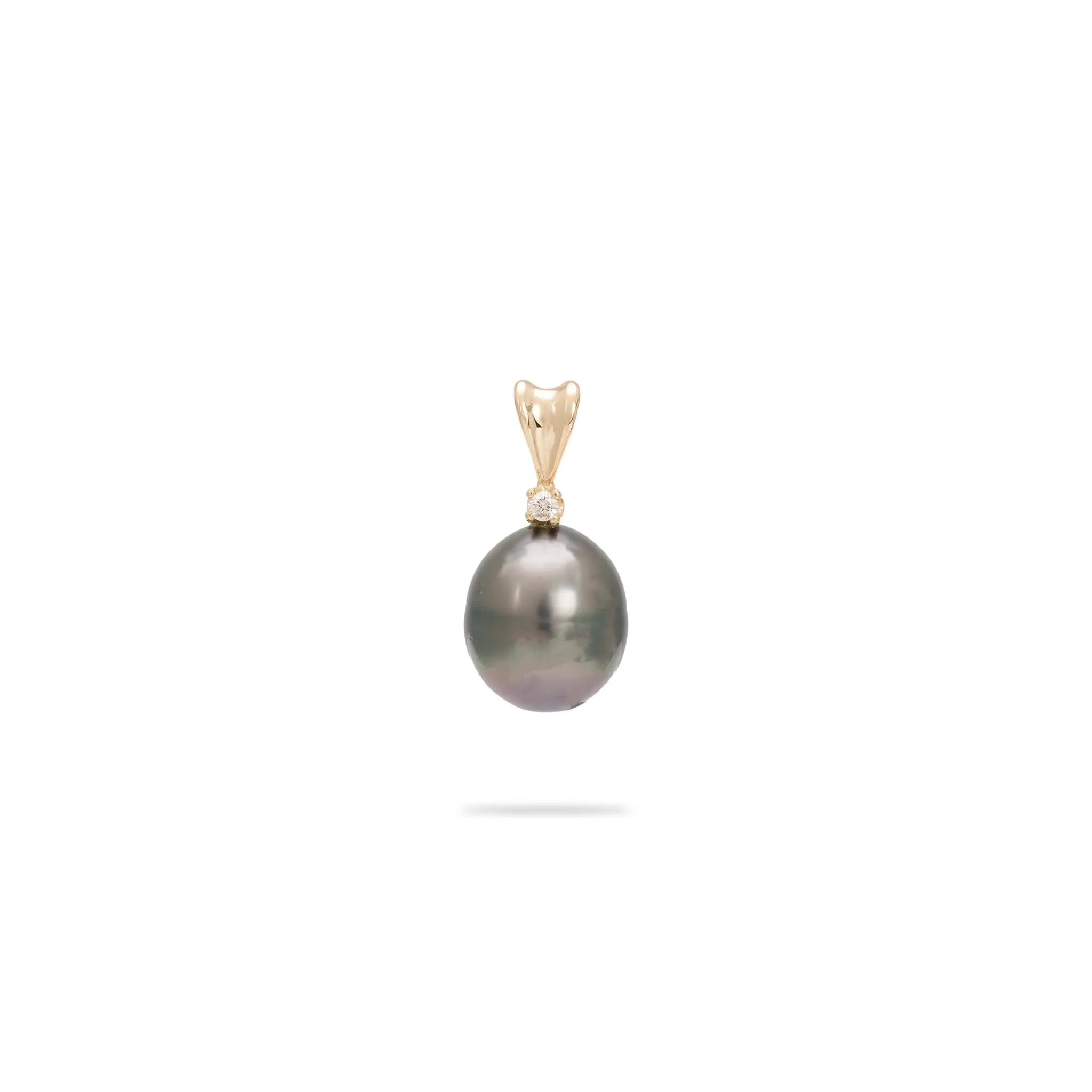 Tahitian Black Pearl Pendant in Gold with Diamond - 8-9mm