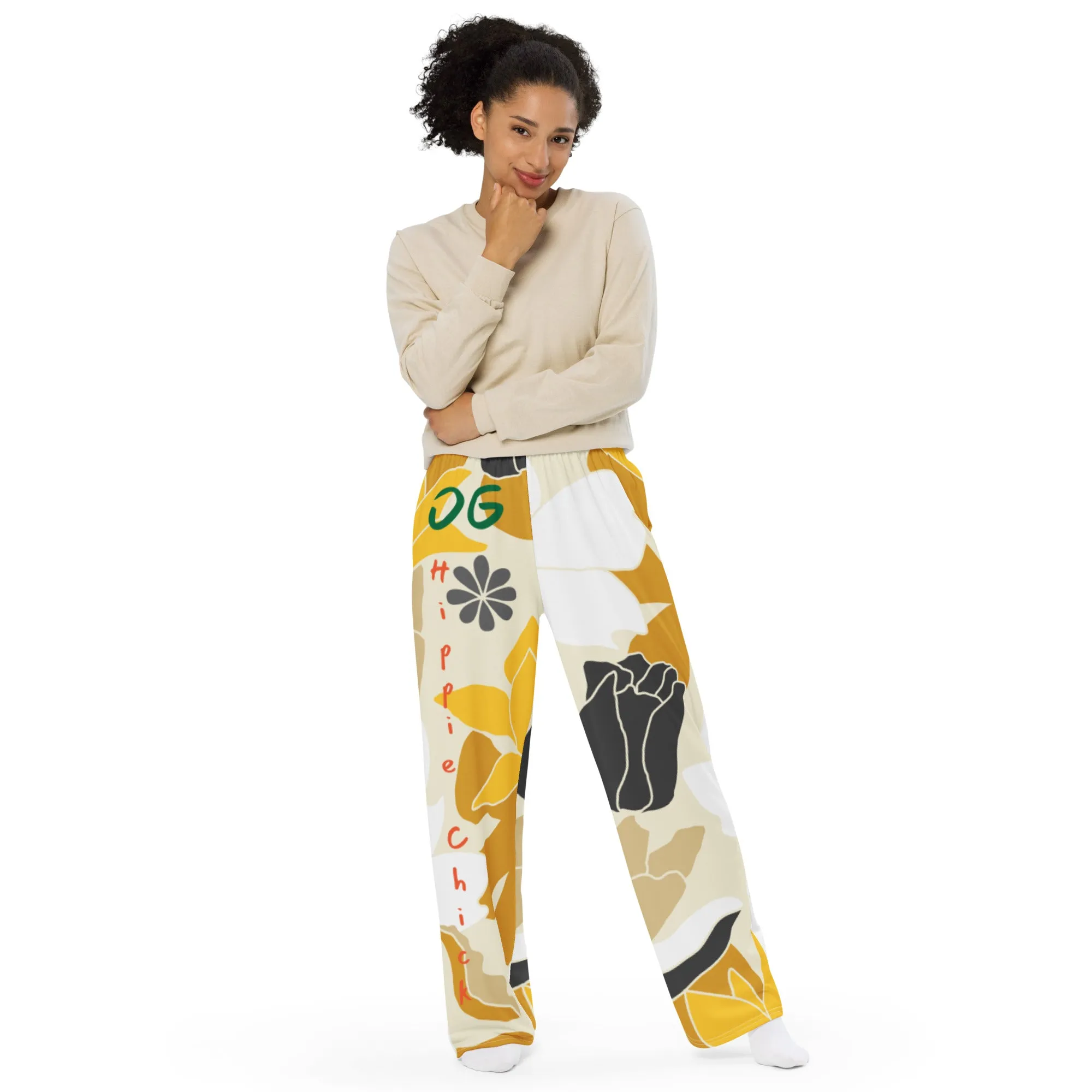 Tan Flowers Unisex Pants - OG Hippie Chick