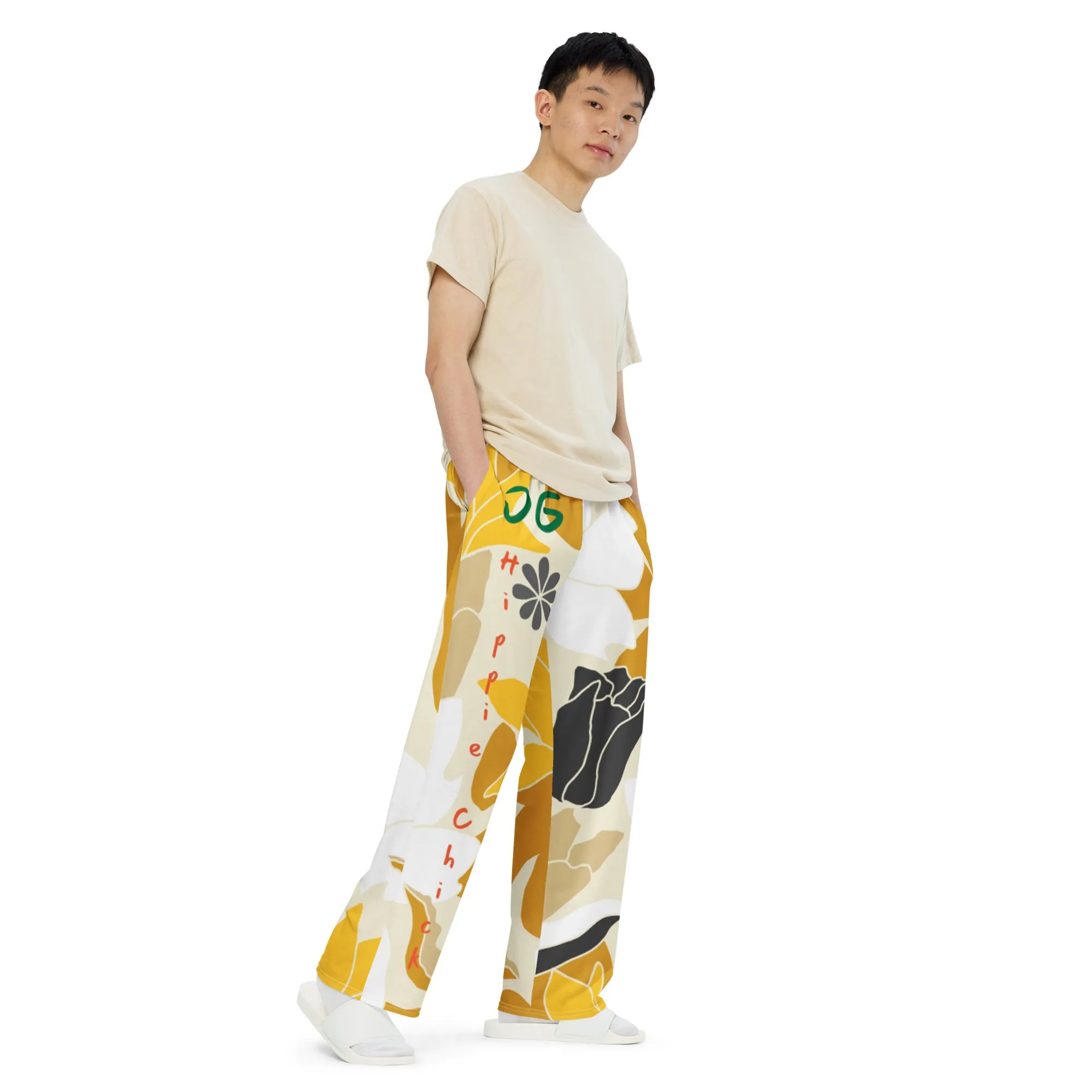 Tan Flowers Unisex Pants - OG Hippie Chick