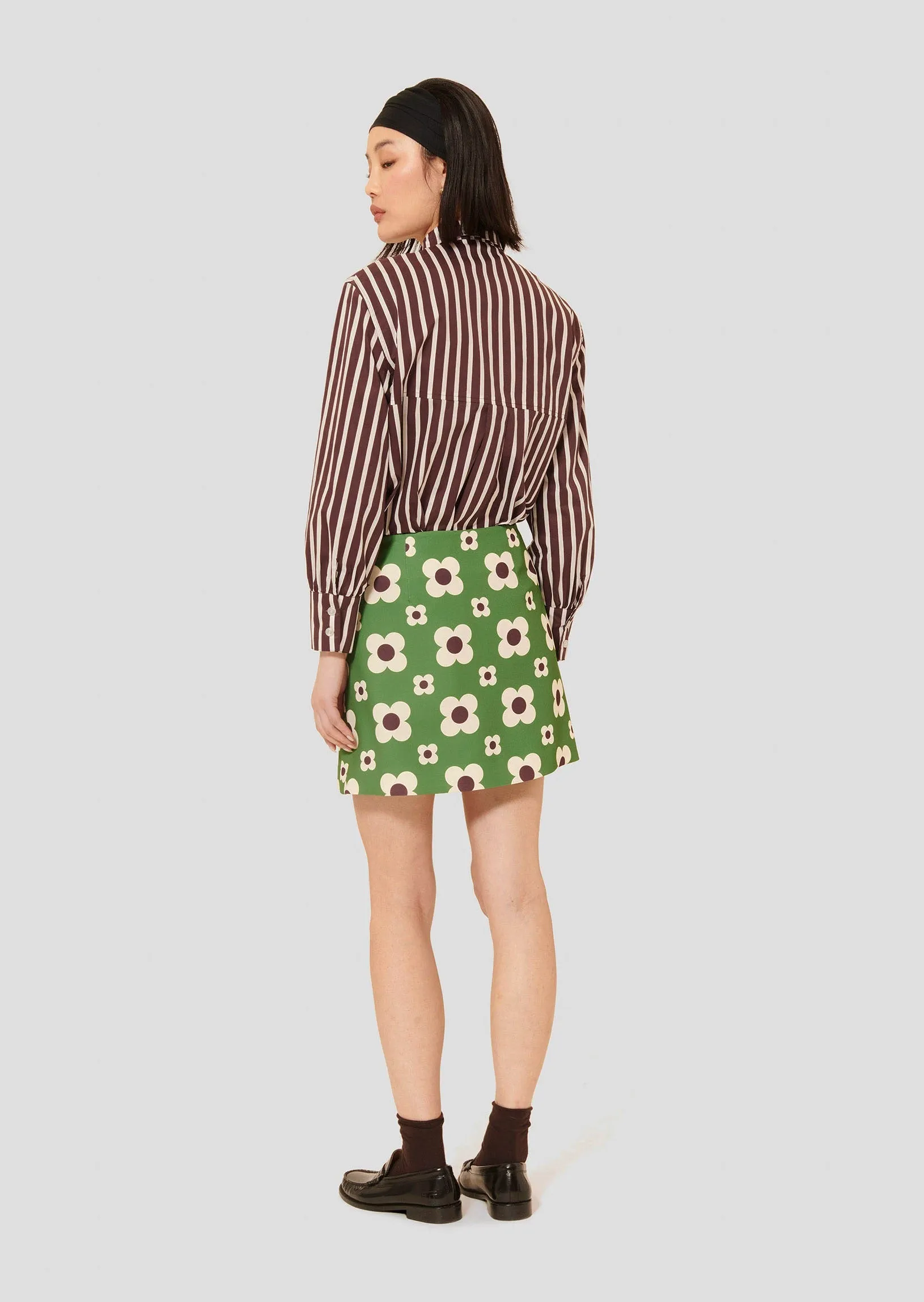 Tara Jarmon Josia Green Flower Printed Skirt