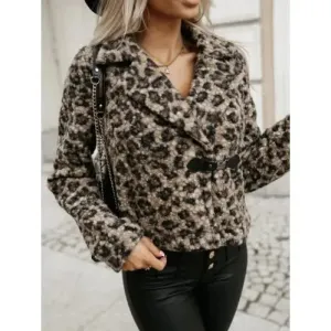 'Tarian' Faux Fur Leopard Print Coat