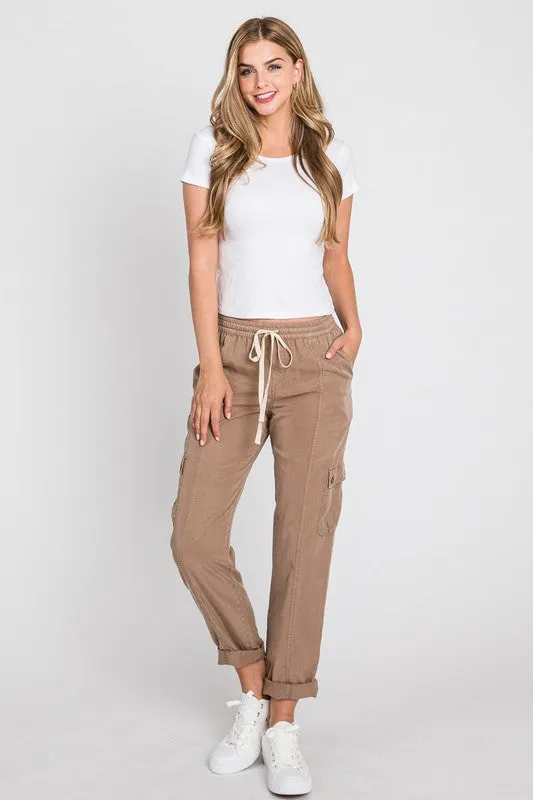 Tencel Drawstring Cargo Pants