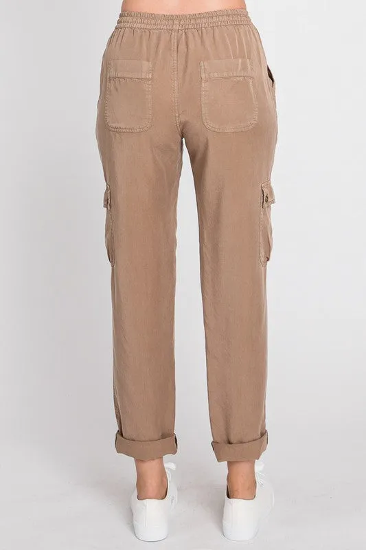 Tencel Drawstring Cargo Pants