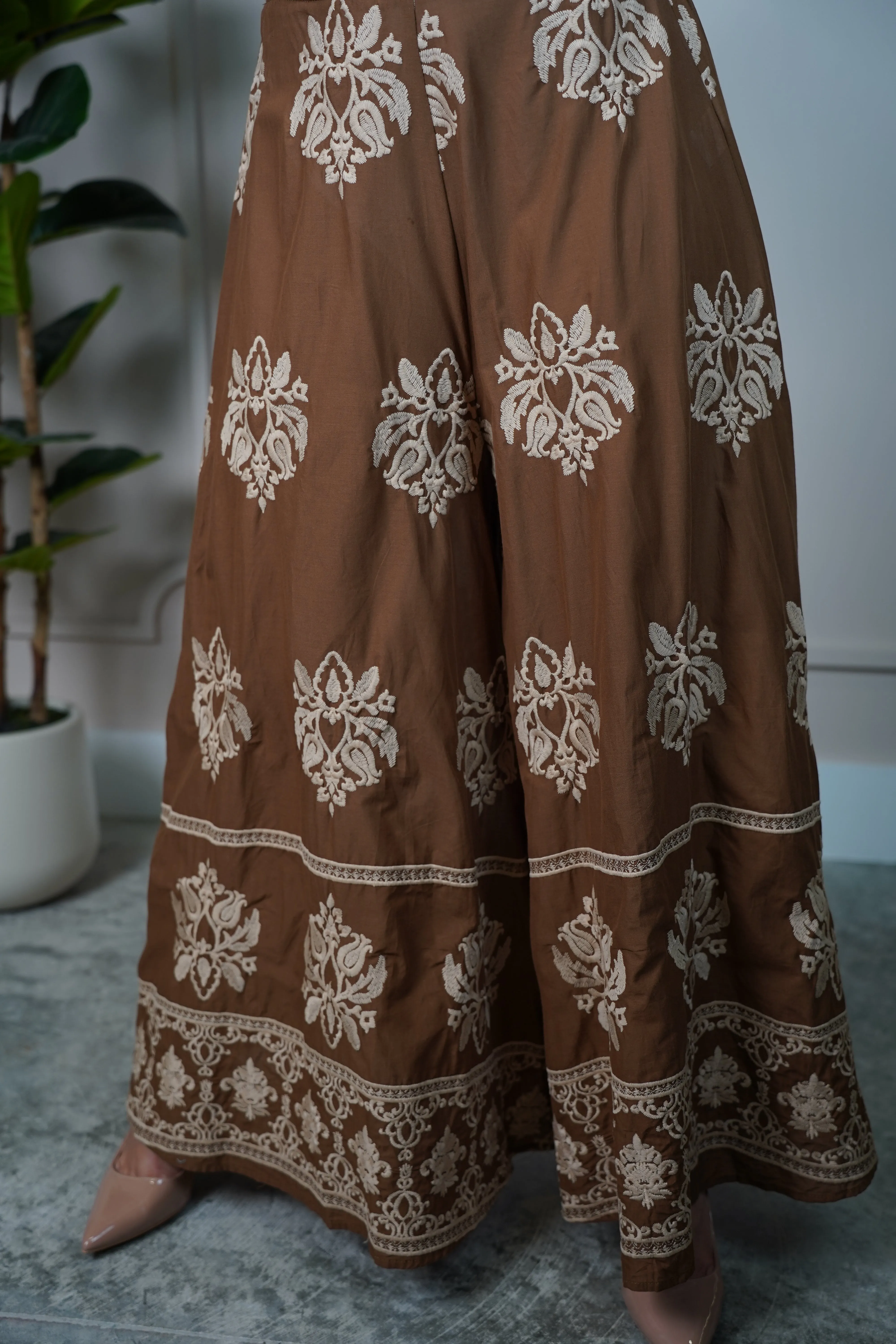 Tessi Embroidered Pants – Elegant Boho Wide-Leg Statement