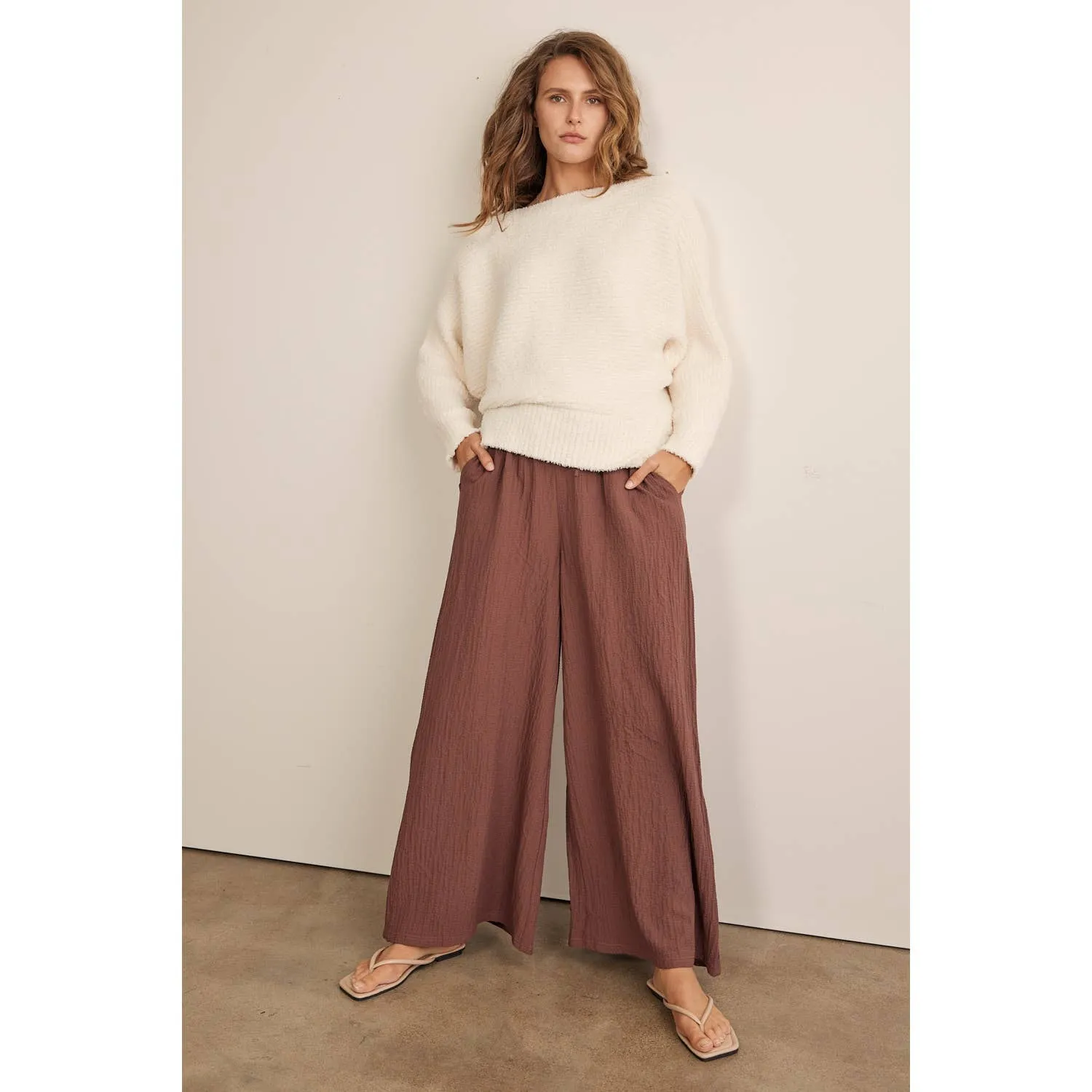 Textured Wide Leg Pants