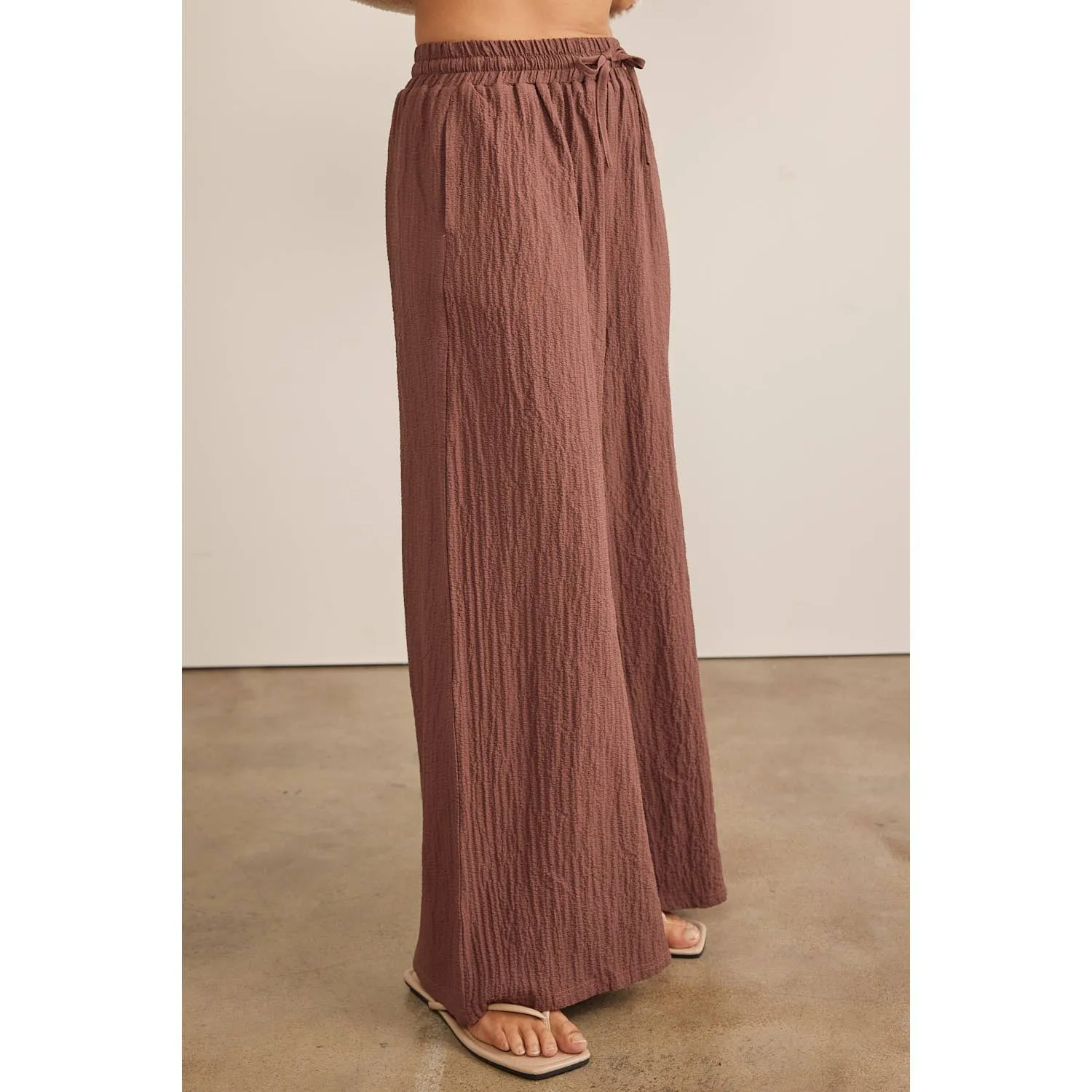 Textured Wide Leg Pants