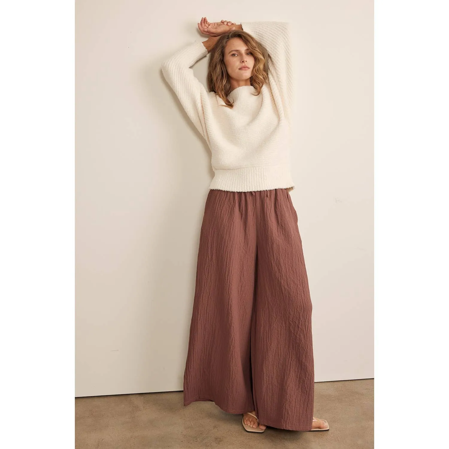 Textured Wide Leg Pants