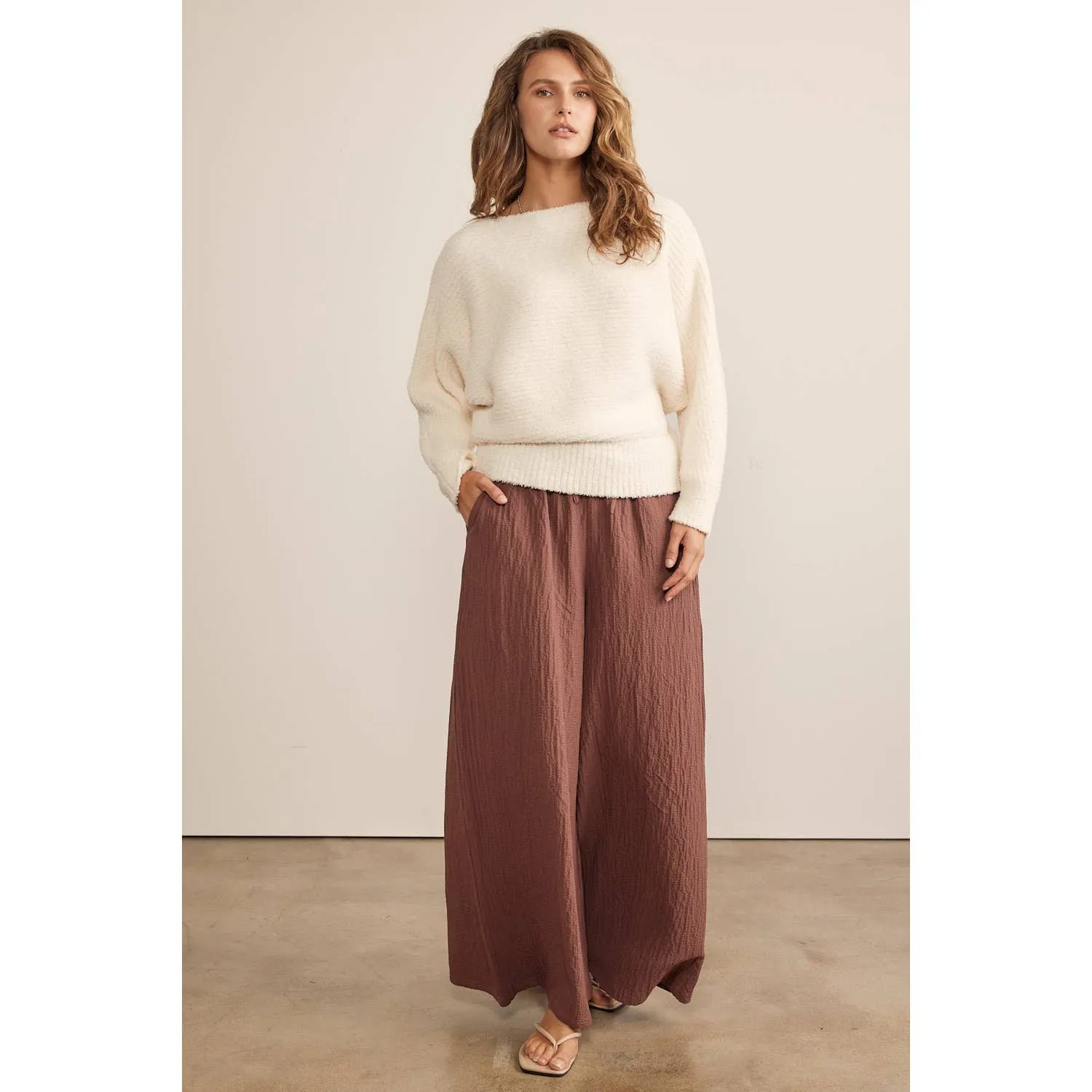 Textured Wide Leg Pants