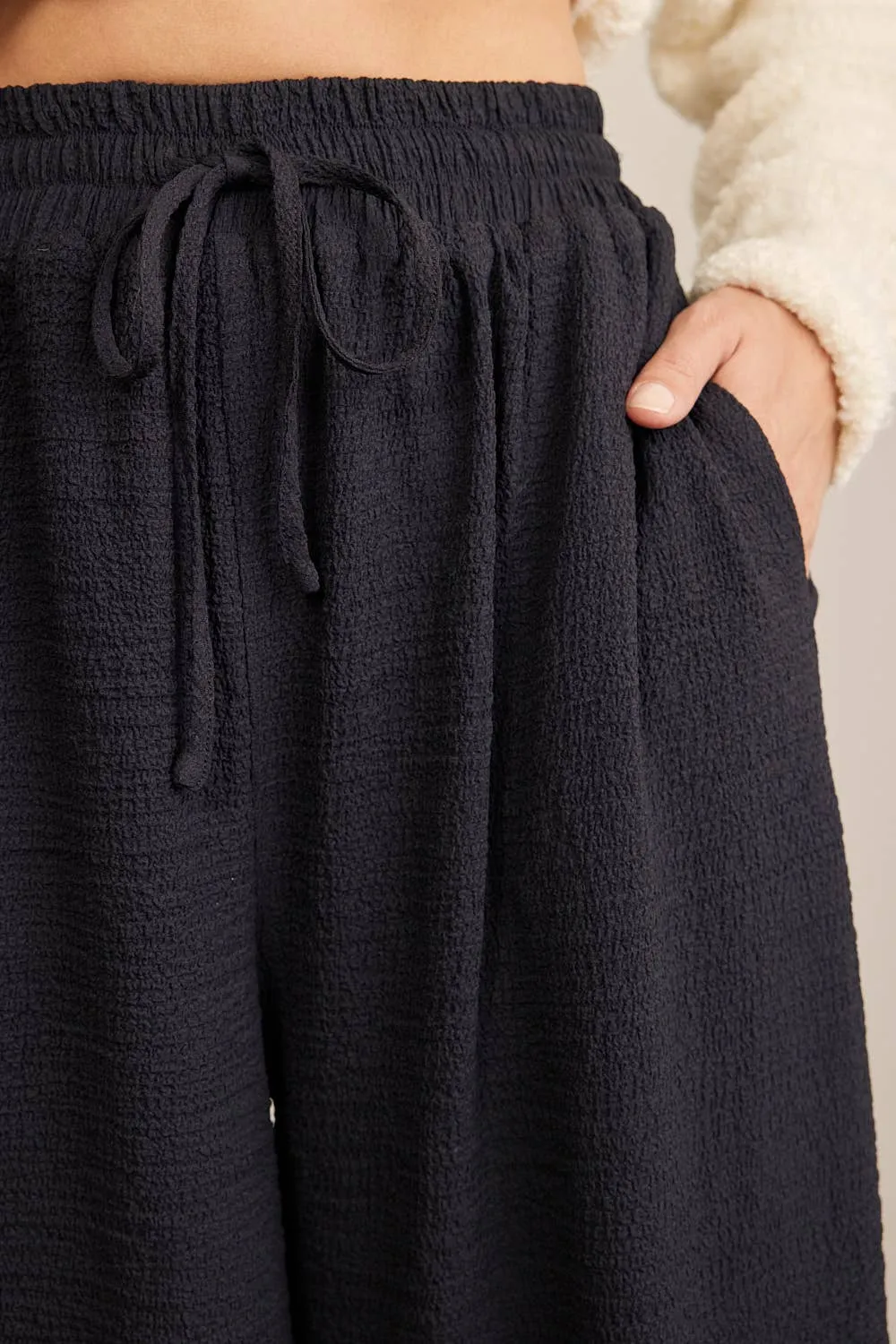 Textured Wide Leg Pants