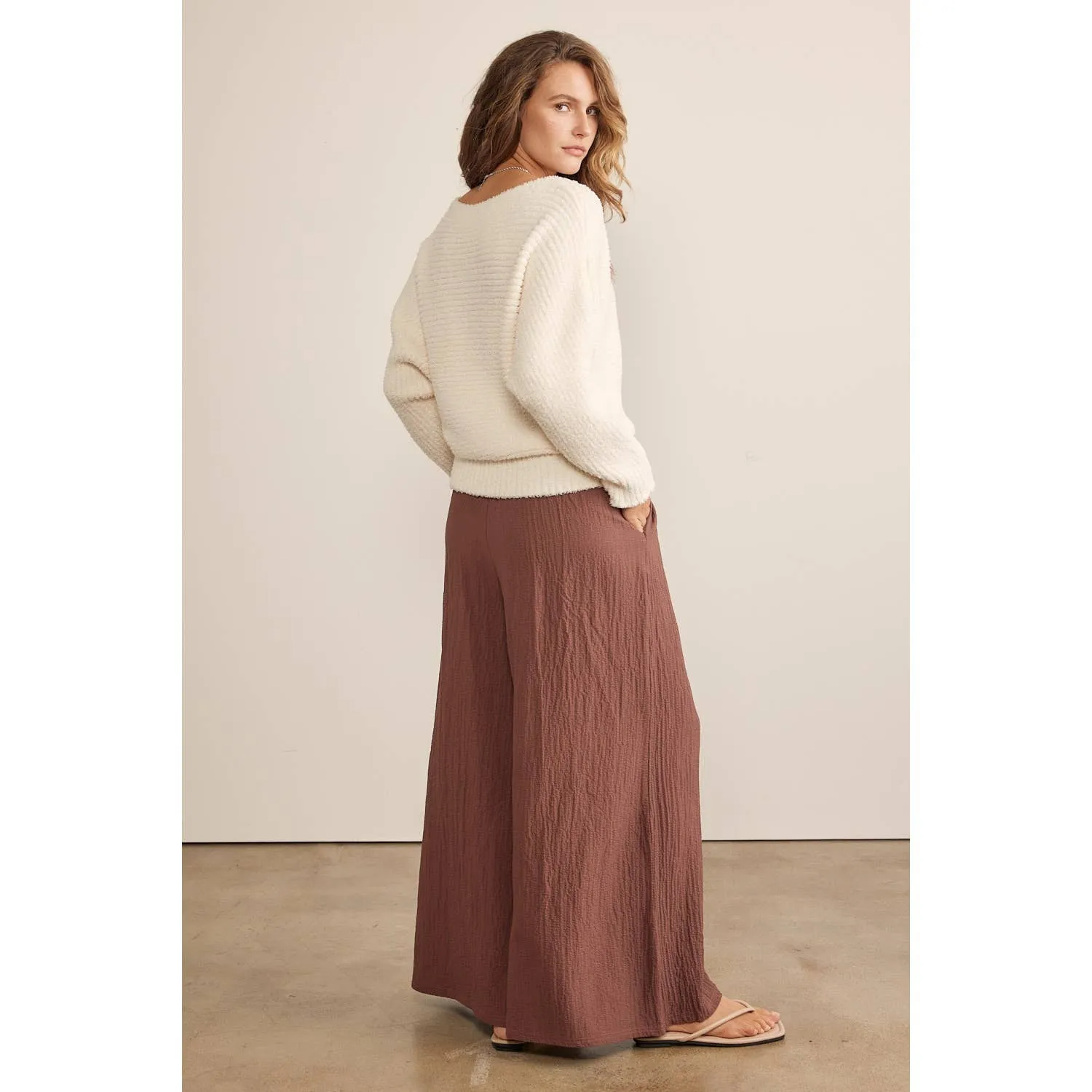 Textured Wide Leg Pants