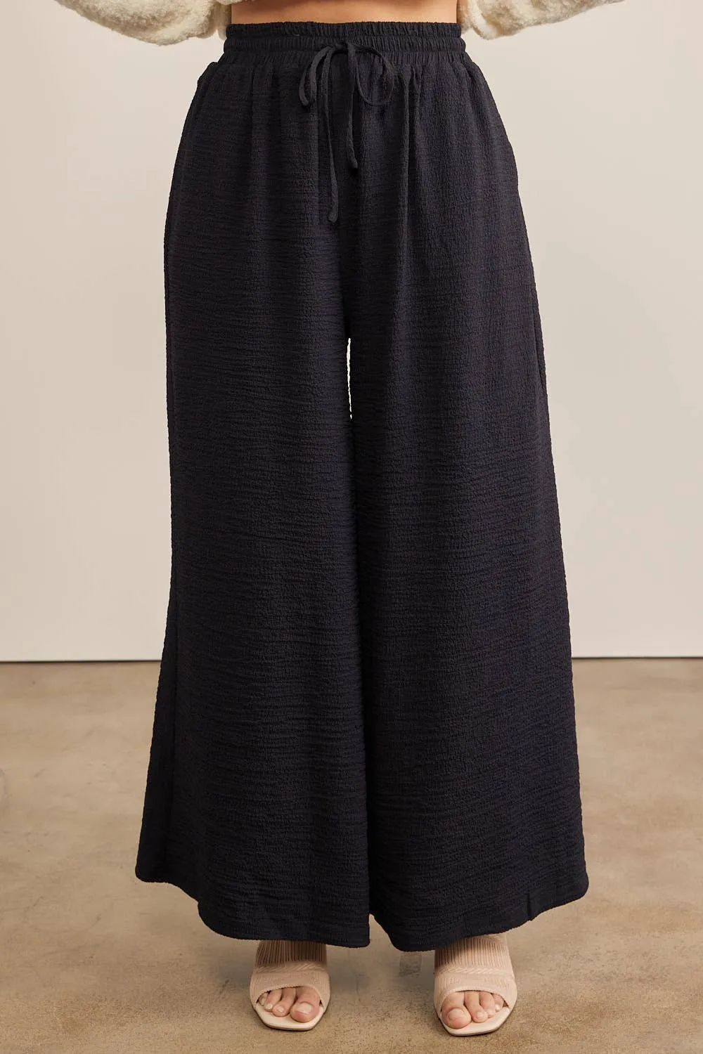 Textured Wide Leg Pants