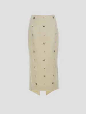 Thalia Gem-Embellished Midi Skirt in Yellow
