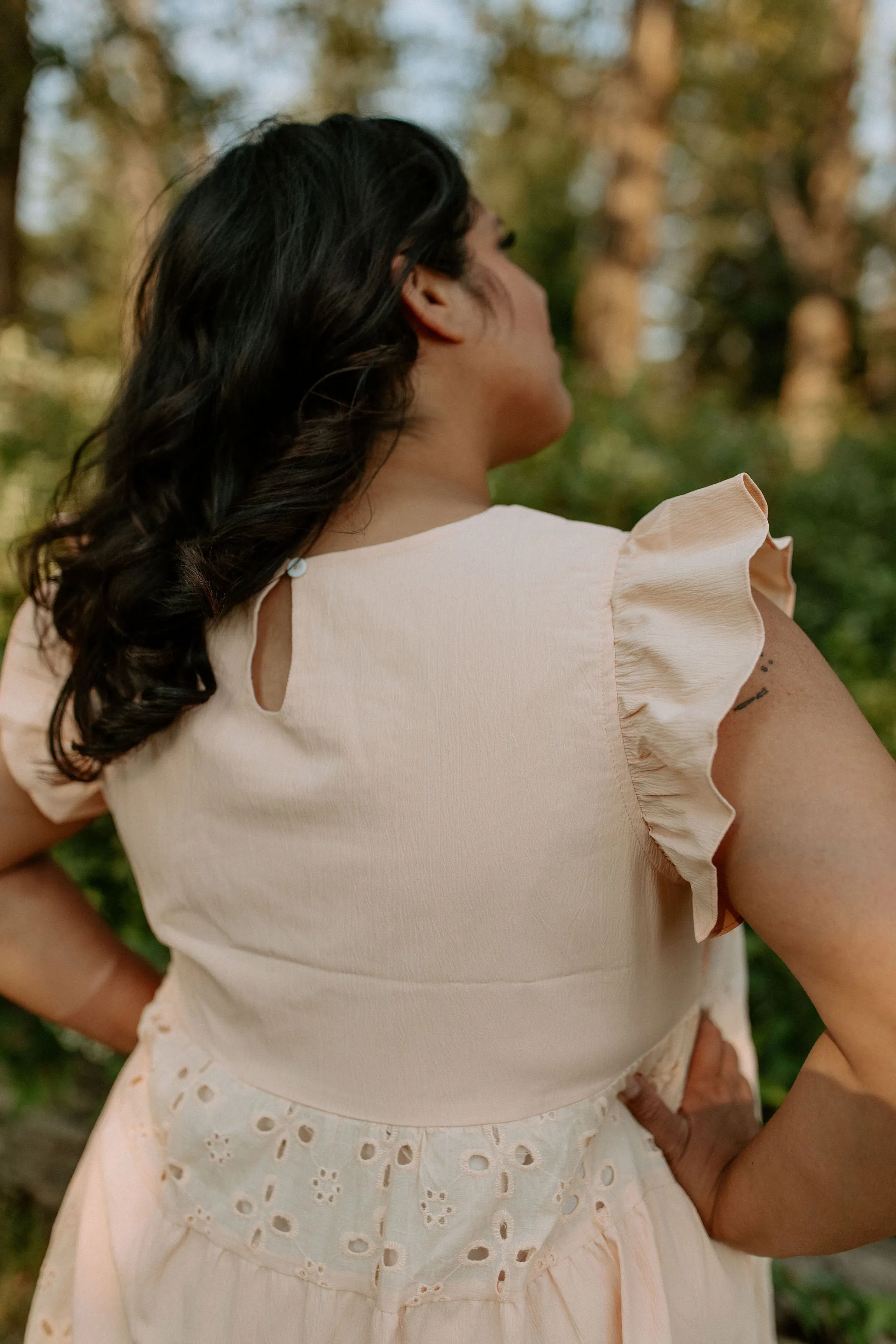 The Anglaise Patchwork Dress - Peach - PLUS