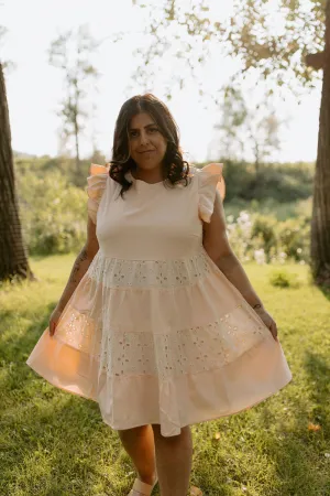 The Anglaise Patchwork Dress - Peach - PLUS
