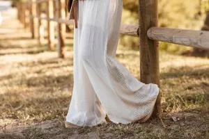 The Crochet Side Wide Leg Pants, Champagne